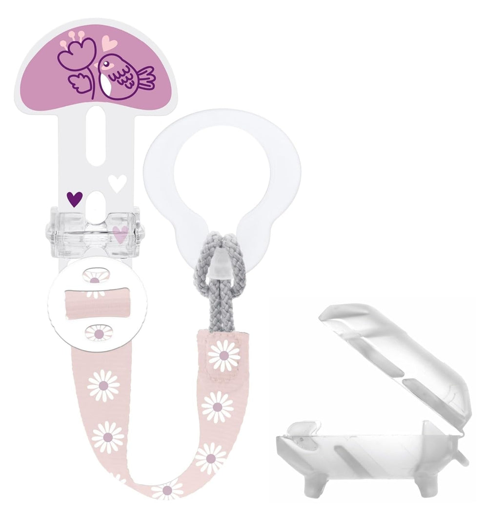 Sucette MAM, adaptée à tous types de tétines, anneaux de dentition et jouets, longueur réglable, avec cache-tétine, lavable, neutre, 1 pièce, assortie