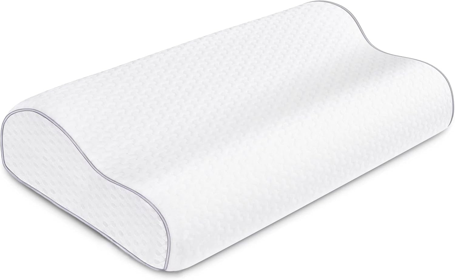 BDTFO Oreiller orthopédique en mousse à mémoire de forme pour douleurs cervicales, soutien du cou pour dos, ventre, dormeur latéral avec housse lavable et respirante avec fermeture éclair, oreillers orthopédiques cervicaux Naty Shop Wave Blanc