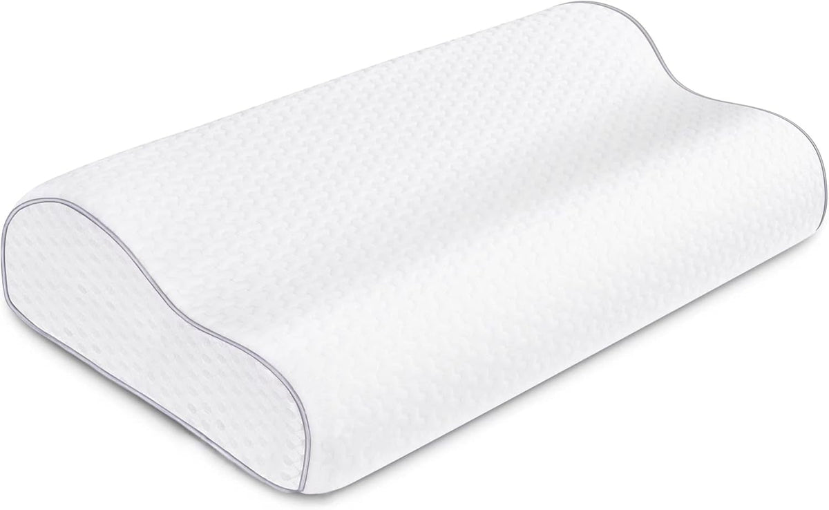 BDTFO Oreiller orthopédique en mousse à mémoire de forme pour douleurs cervicales, soutien du cou pour dos, ventre, dormeur latéral avec housse lavable et respirante avec fermeture éclair, oreillers orthopédiques cervicaux Naty Shop Wave Blanc