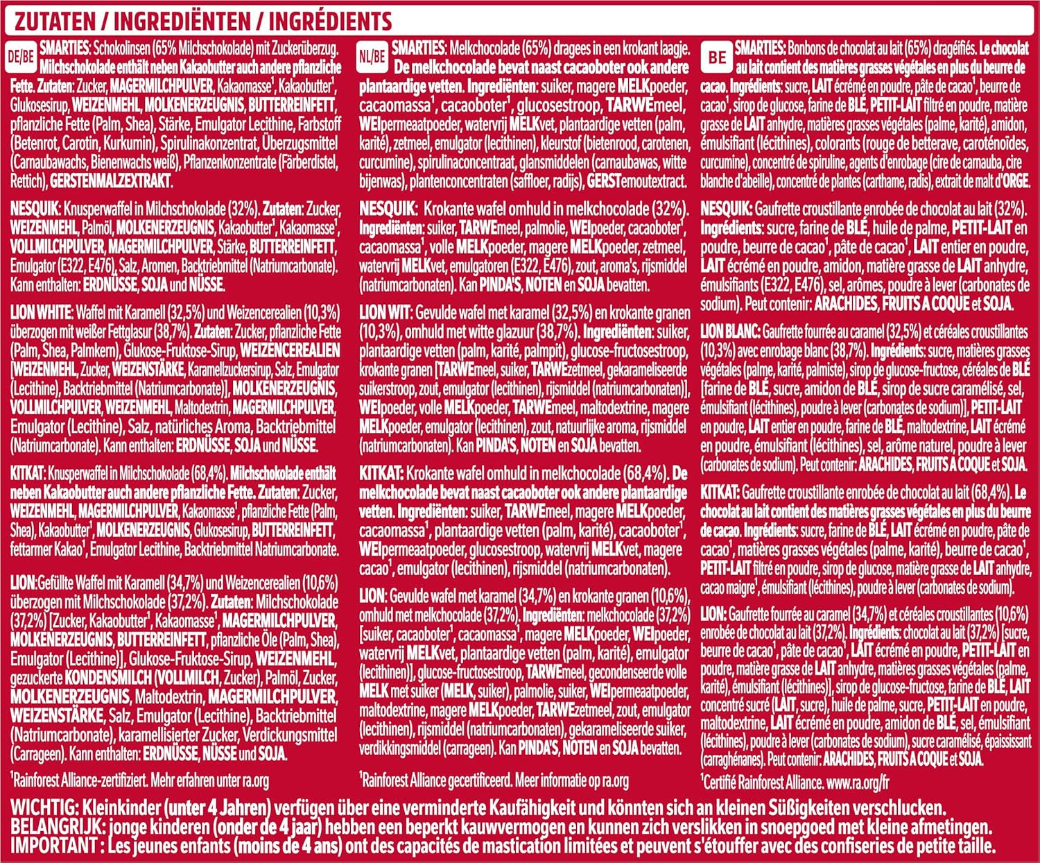 Nestlé Mini Mix Barres de chocolat, cinq saveurs délicieuses, 19 barres, paquet de 2 (1 x 321 g)