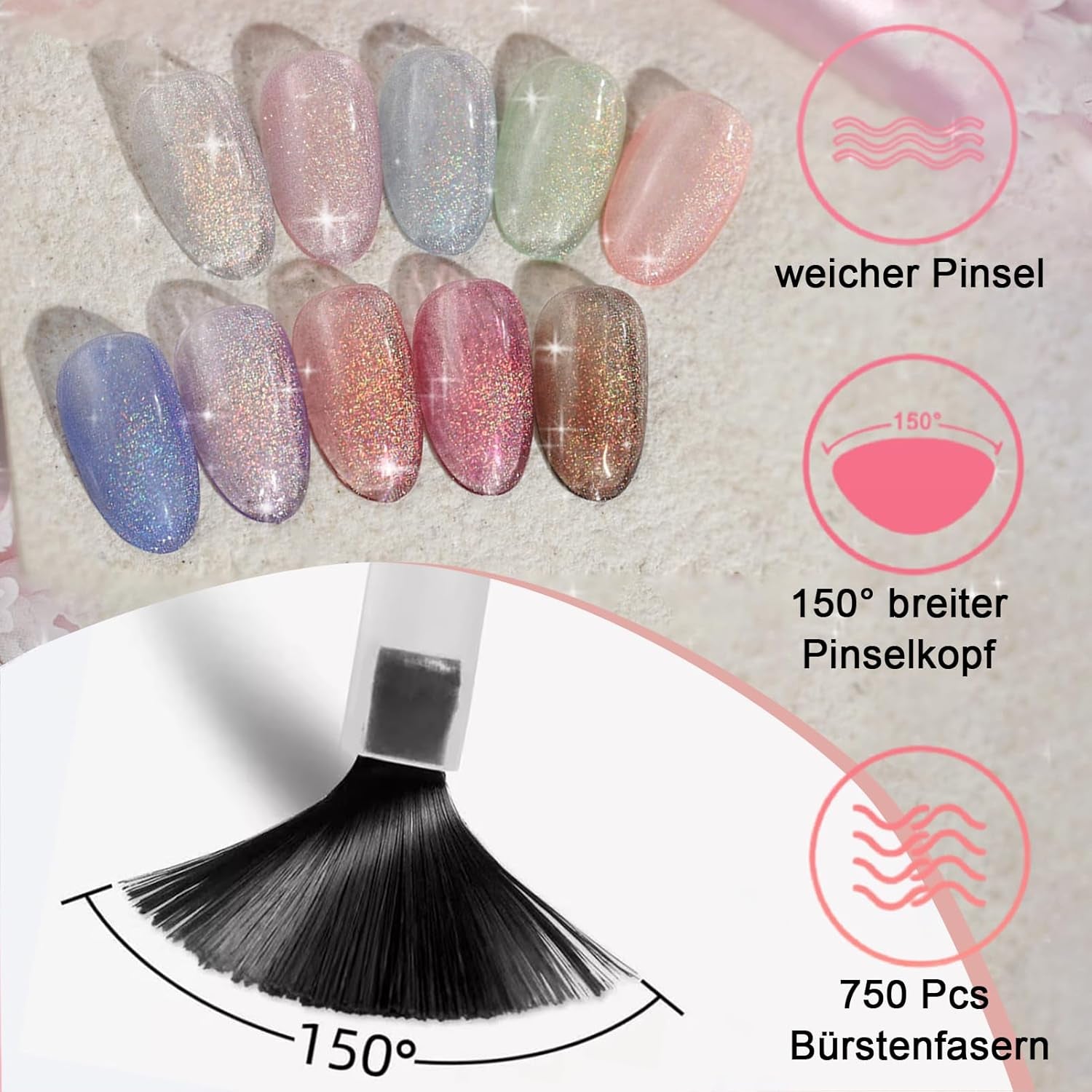 Vernis à ongles rose pailleté – Vernis à ongles non toxique à base d'eau pour femme – Vernis à ongles à séchage rapide – Vernis à ongles pailleté réfléchissant pour le nail art à la maison (rose transparent, 10 ml)