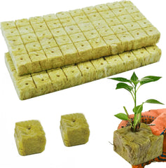 100 pièces de laine de roche Anzucht Würfel 2.5x2.5x2.5CM Rockwool Cube Anzuchtmatte Steinwolle Anbau Hydrokultur Umpflanzen für Bodenlose Anzucht Setzlinge Stecklinge Klonpflanzen