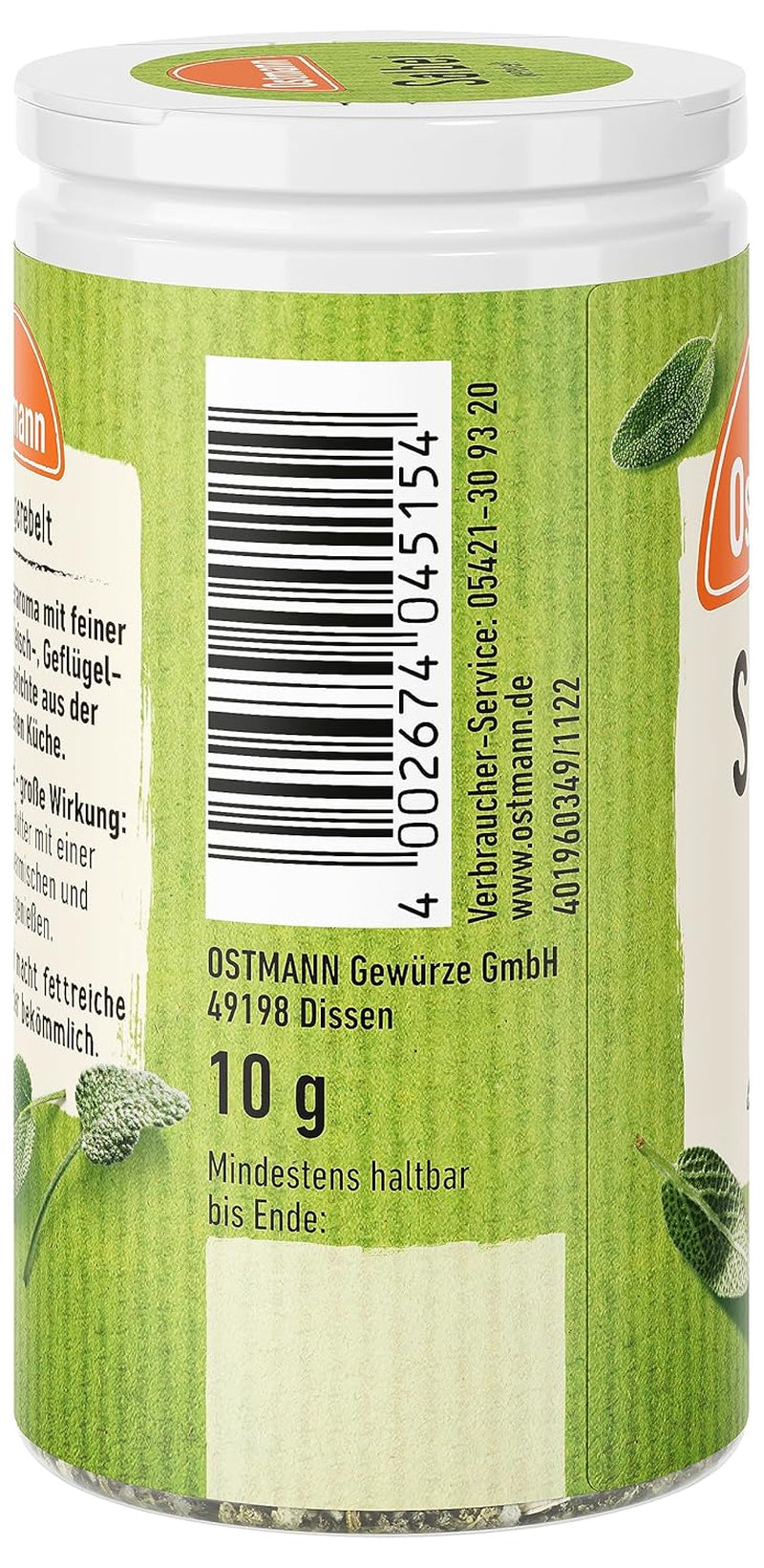 Ostmann Gewürze - Ceinture de sauge | Würziges Kräuteraroma für Fleisch- und Gemüsegerichte | 10 g dans la dose
