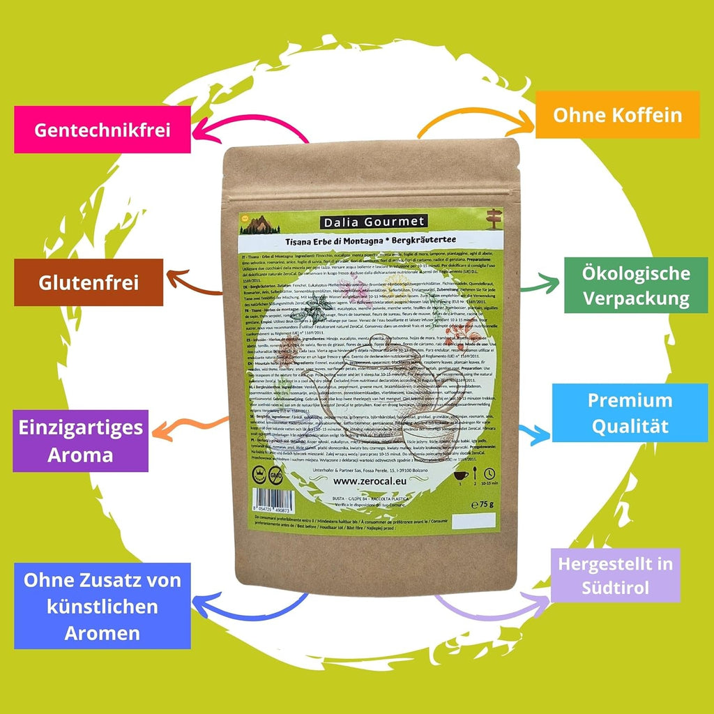 Ceai de plante vrac | Ceai de plante de munte 75 g | Calitate premium | Fără gluten | Fără lactoză | Vegan