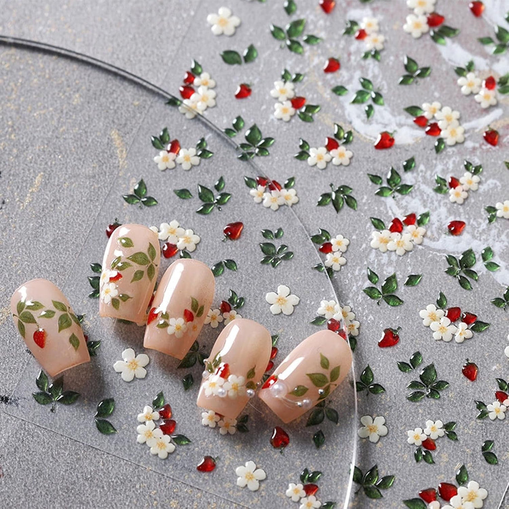 JMEOWIO 3D Nagelsticker Blume Nerdbeerenail Art Sticker Selbstklebend Nagelaufkleber 5D Stereoskopisch Dekoration Nageldesign Zubehör 1 Blatt