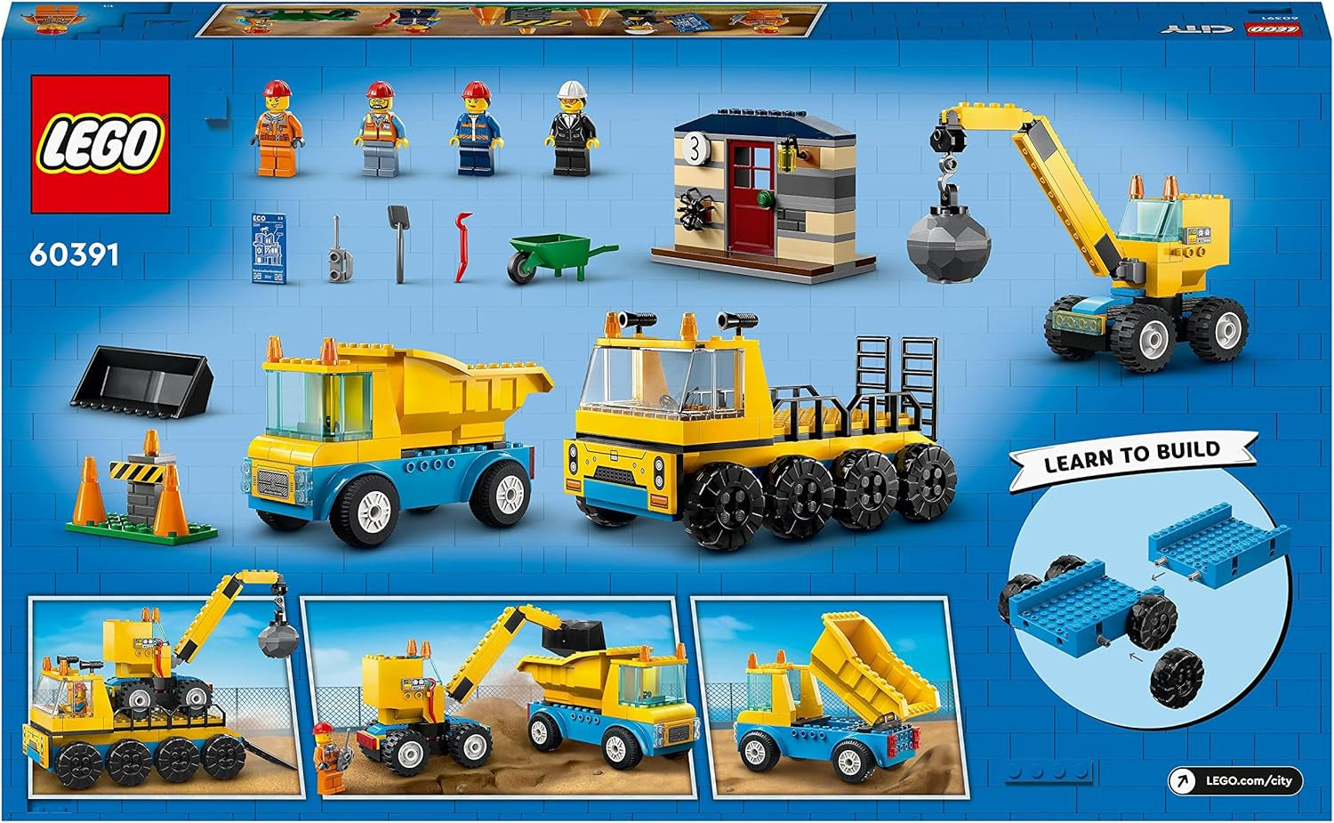 LEGO 60391 City Véhicules de construction et grue à boulets de démolition, pelle, camion-benne et véhicule de transport, jouet éducatif pour enfants à partir de 4 ans Besuche den LEGO-Store