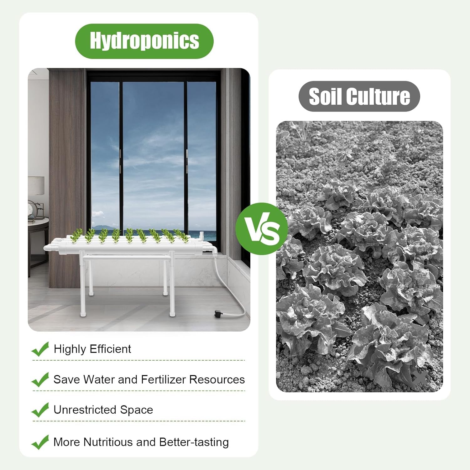 Kit de culture hydroponique à 3 couches, 108 espaces de plantation, systèmes de culture hydroponique de plantes sans sol, système de culture hydroponique de plantes dans des tubes pour légumes (une seule couche avec 36 trous)