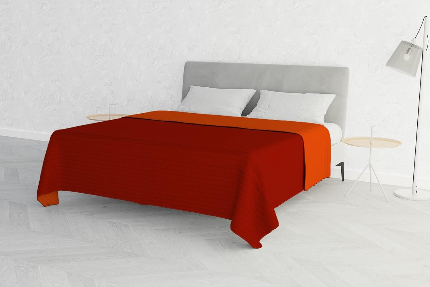 Couette d'été en microfibre orange/rouille pour lit double 250 x 250 cm Couettes et couettes Naty Shop