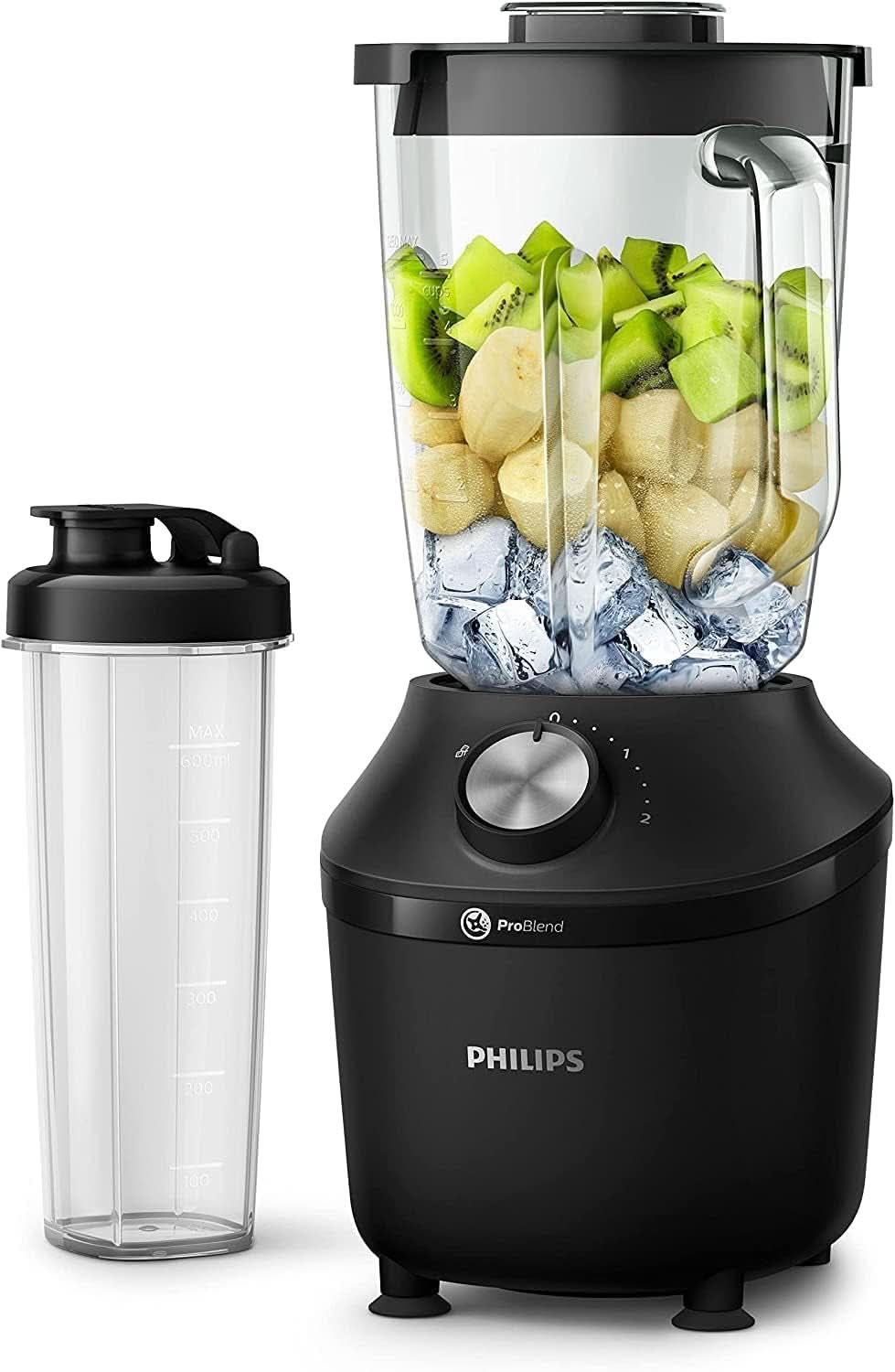 Philips Batteur sur socle et machine à smoothie – 600 W, 2 litres, application Homeid, 2 appareils de cuisson + fonction d'impulsion, Problend, fonction Ice-Crush (HR2291/41) Cuisine Naty Shop 600 W