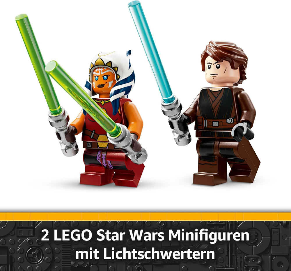 LEGO Star Wars 75401 Ahsokas Jedi Interceptor, modèle de modèle pour les fans de The Clone Wars, figurines Ahsoka Tano et Anakin Skywalker, avec lumière et R7-A7, pour jeunes et filles à partir de 8 ans