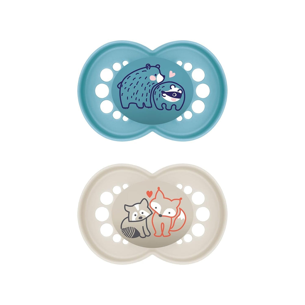 Sucette MAM Originale | Sucette en latex | 0-6 mois | Sucette bébé adaptée à l'allaitement | Recommandé par les sages-femmes Résistant aux morsures | Latex de caoutchouc naturel | Mouton/Lapin | Paquet de 2