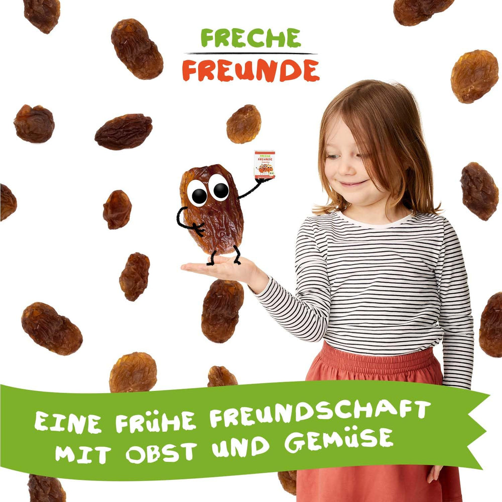 FRECHE FREUNDE Raisins secs biologiques, trockenfrüchte ohne Zucker, sans Zusatzstoffe, ungeschwefelt, dans de petites boîtes à collations, Sultaninen für Kinder, 20er Pack, 20 x (3x14g)