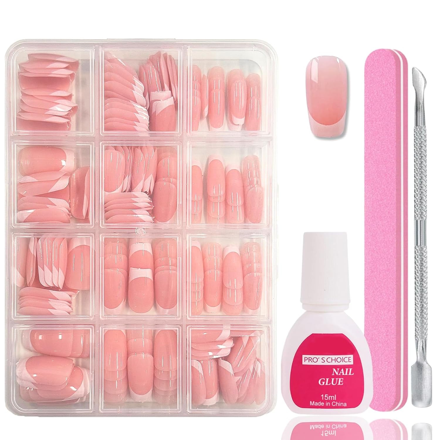 240 Stück Falsche Nägel Tips Set - Französisch Falsche Nägel Zum Aufkleben - Künstliche Nägel Medium Quadrat Ballerina Nail Art Manucure Faux Ongles Für Damen Und Frauen (French Medium Ballerina)