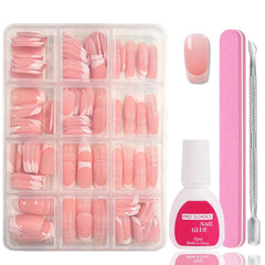 240 Stück Falsche Nägel Tips Set - Französisch Falsche Nägel Zum Aufkleben - Künstliche Nägel Medium Quadrat Ballerina Nail Art Manucure Faux Ongles Für Damen Und Frauen (French Medium Ballerina)