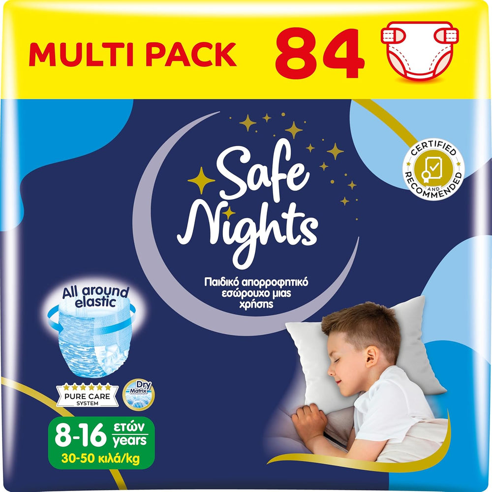 Safe Nights Girl, vêtements de nuit absorbants pour filles de 8 à 16 ans (30 à 50 kg), lot de 14