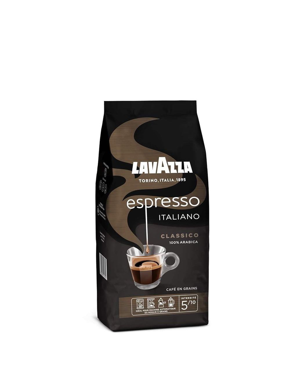 Café en grains Lavazza Espresso Italiano, 100% Arabica Espresso, équilibré et aromatique, paquet de 500 g