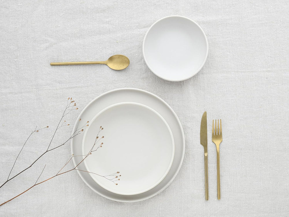 CreaTable, 33065, Service de table 12 pièces série Uno jaune-blanc, service d'assiettes en porcelaine, passe au lave-vaisselle et au micro-ondes, fabriqué au Portugal