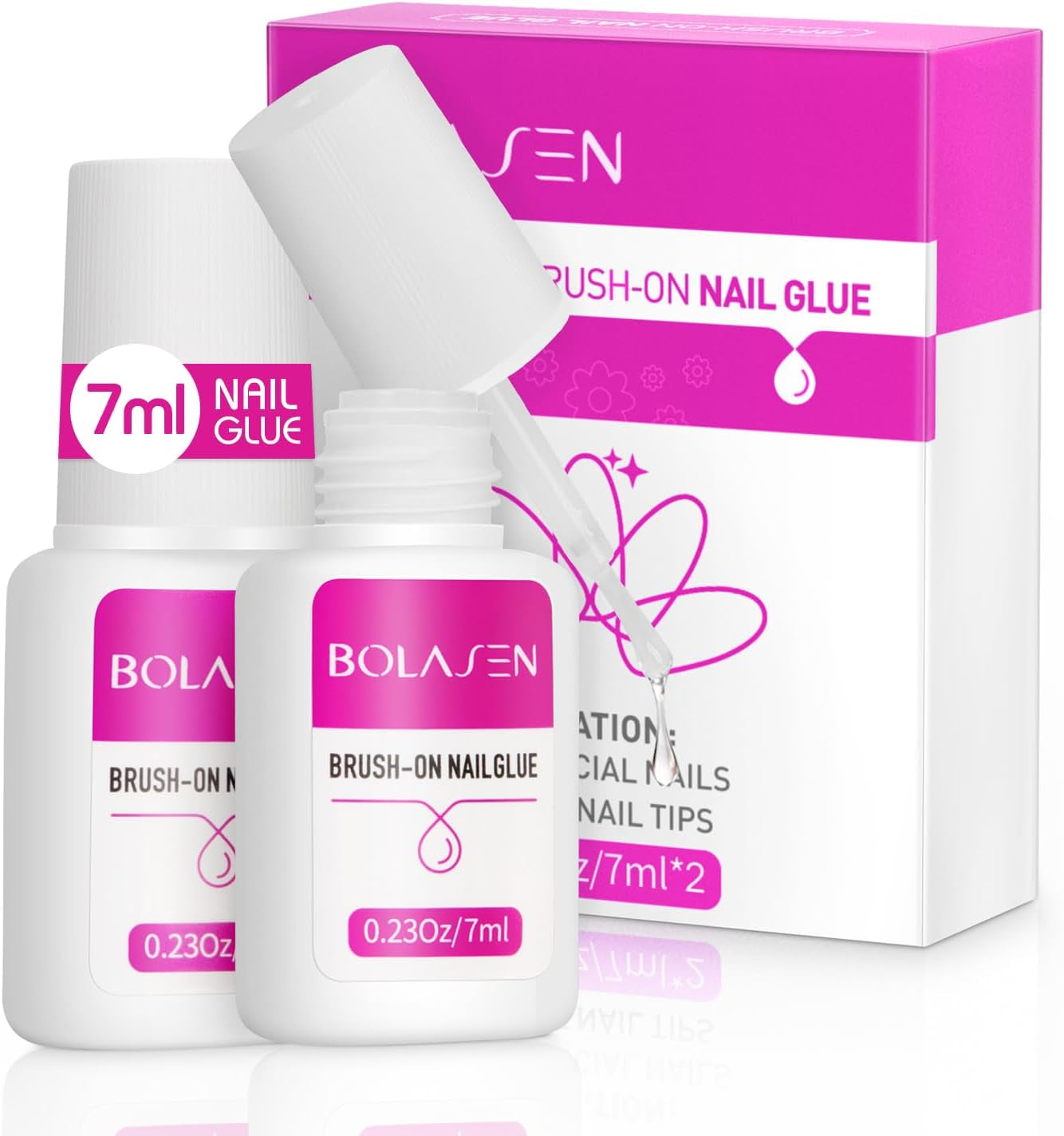 Lipici pentru unghii pentru vârfuri, BOLASEN Lipici pentru unghii extra puternic, 4 bucăți de lipici pentru unghii crăpate, Lipici pentru unghii, Lipici pentru unghii artificiale extra puternic, Lipici pentru unghii - 4 * 7 ml