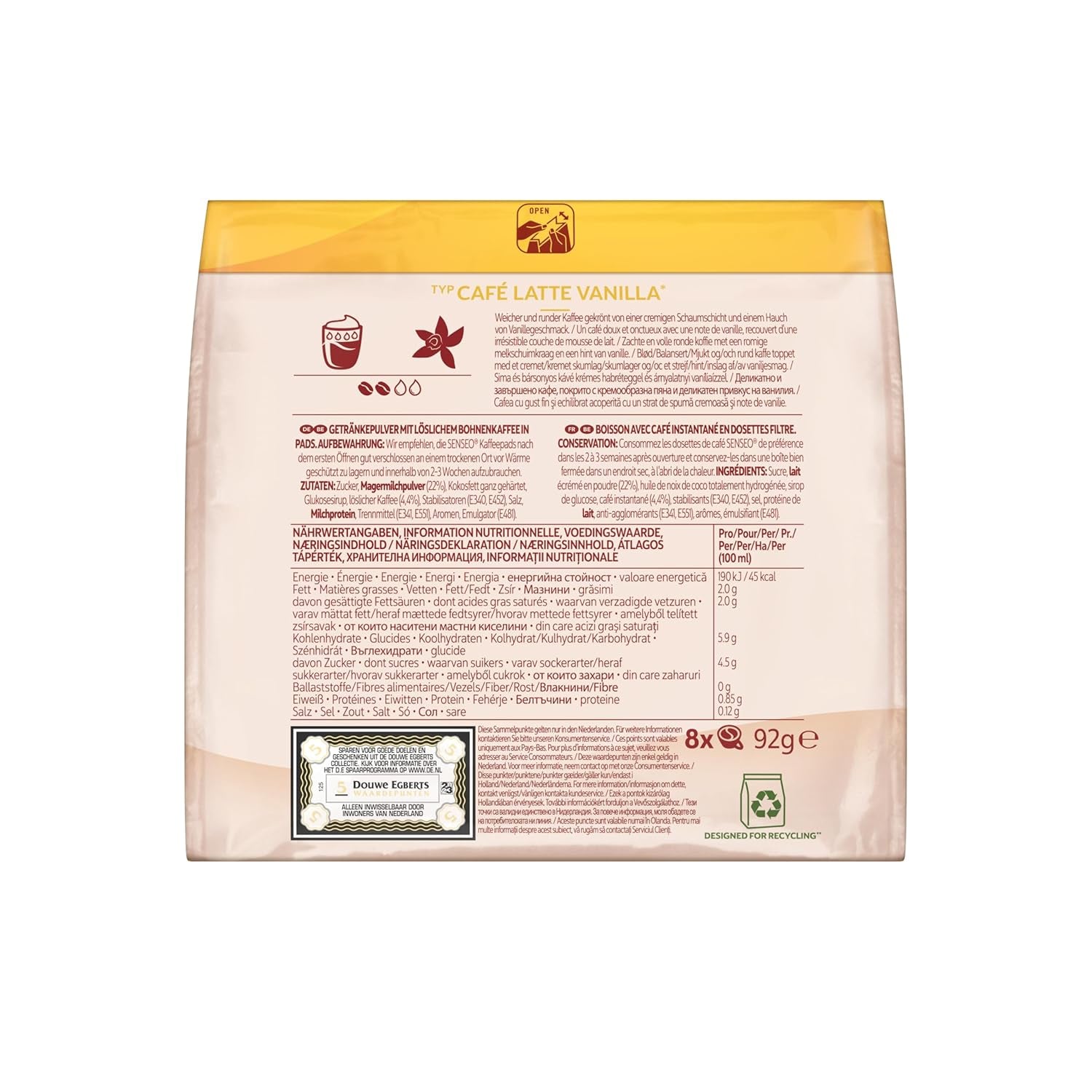 Senseo Pads Café Latte Vanille, 5 x 8 Getränke, 40 Kaffeepads