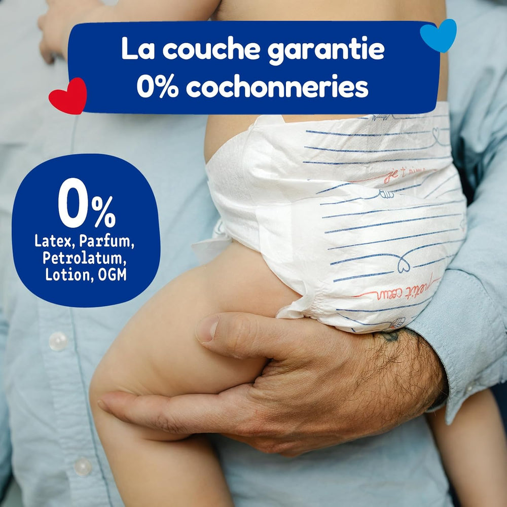 Couches taille 3 (4-9 kg) - saines et très absorbantes - étanche 12 heures - sans substances indésirables - fabriquées en France - prix abordable - 150 couches jetables