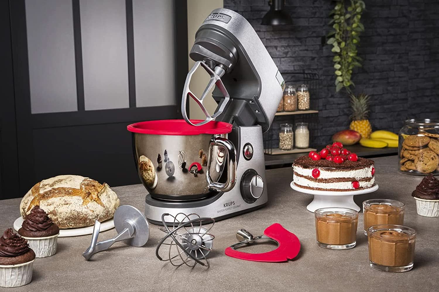 Robot culinaire Krups KA631D Master Perfect Gourmet | 1100 watts | 8 vitesses | Bol en acier inoxydable de 4,6 litres | 5 accessoires : set de pâtisserie, bol flexible, unité de hachage | inox brossé Mère et Enfant Naty Shop