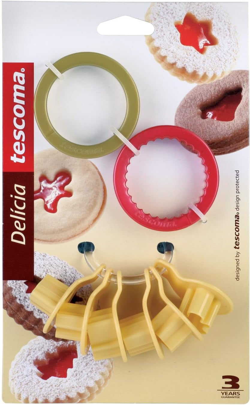 Tescoma 630912 boîtes à biscuits de Noël pour biscuits Linzer Delicia, 8 pièces, vert/jaune/rouge