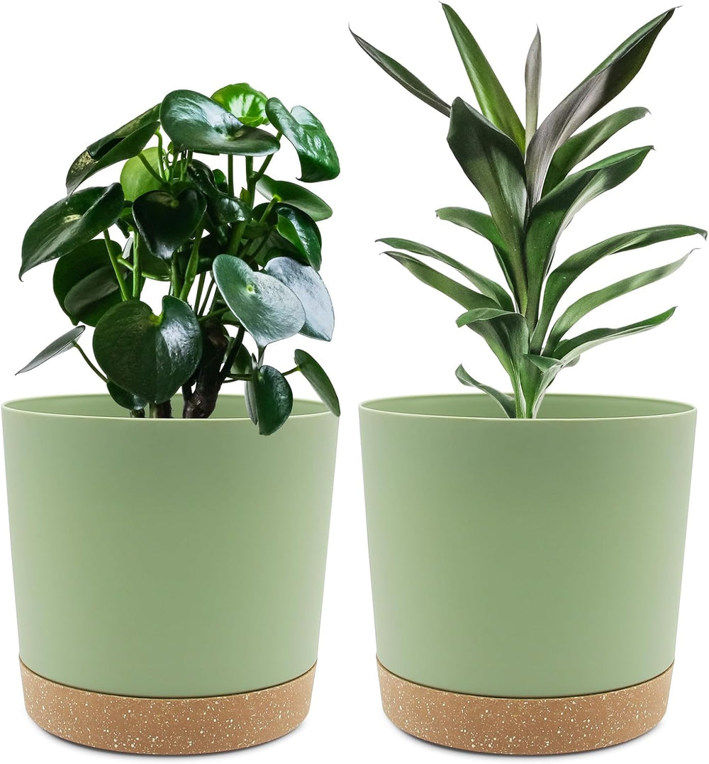 Lot de 2 pots de fleurs de 12,7 cm, pots de fleurs d'intérieur avec trous de drainage et base amovible, soucoupes décoratives modernes pour jardinières d'extérieur (blanc 12,7 cm)