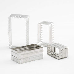 Ensemble de boîtes à biscuits Thermohauser (acier inoxydable), rectangulaires, bord ondulé, 6,4x3,7 - 11,4x6,7 cm, argent