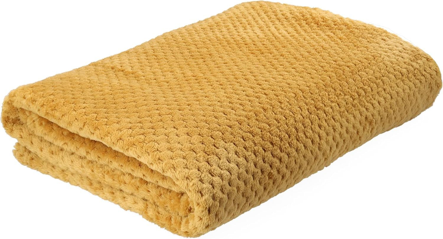 HOMLA Noah Couverture décorative douce - couverture confortable en fibre de polyester pour la maison couverture moelleuse pour canapé-lit - 150 X 200 cm motif grain de riz couleur moutarde Lits et couvertures Besuche den HOMLA-Store Default title