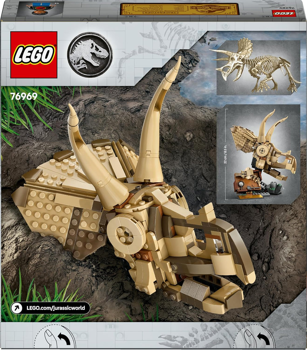 LEGO Jurassic World Dinosaurier-Fossilien: Triceratops-Schädel Modell, Dinosaurier Spielzeug für Jungen und Mädchen ab 9 Jahren, Geschenk für Kinder und Jurassic World Fans 76969