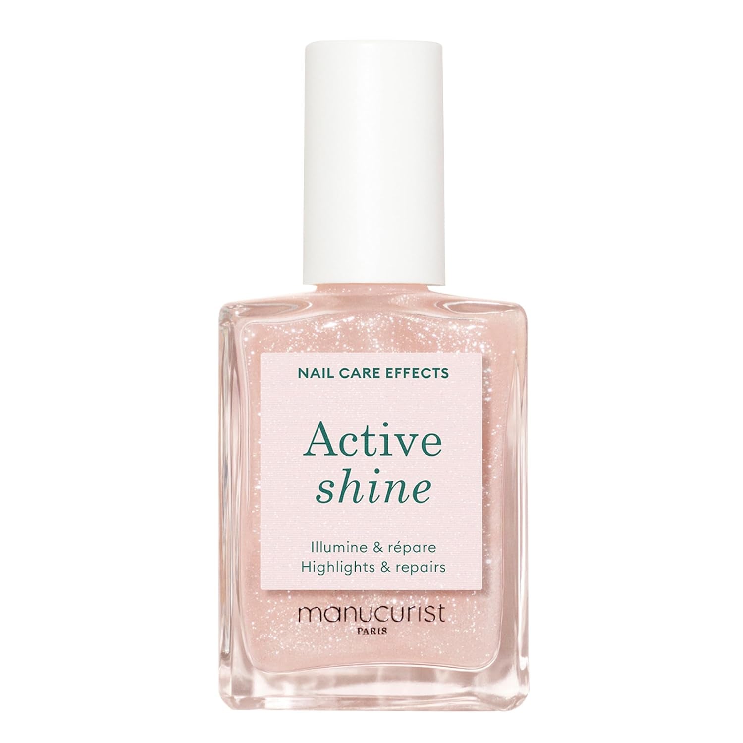 MANUCUIST Soin Ongles Réparateur Active Glow Framboise (Rose) Biosourcé : Amande Douce, Framboise, Vernis à Ongles Nourrissant et Brillant, Effet Rose Transparent - Vernis à Ongles Nude