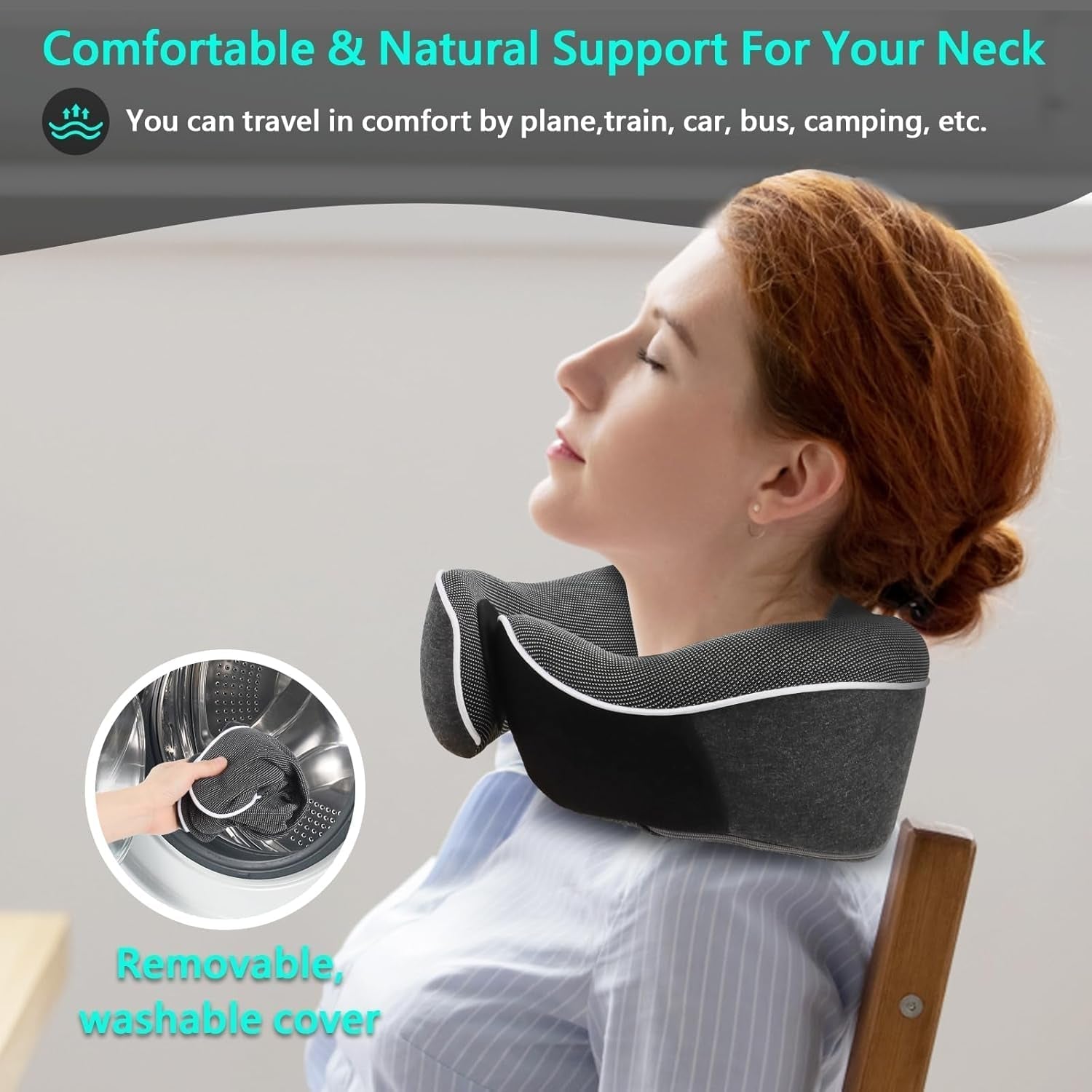 KILDOWS Oreiller Cervical Avion, Oreiller de Voyage en Mousse à Mémoire de Forme, Oreiller de Voyage Avion avec Masque pour les Yeux et Bouchons d'Oreilles, Oreiller Cervical Orthopédique, Idéal pour Voyager en Avion, Voiture, Train Oreillers Cervicaux Orthopédiques Naty Shop