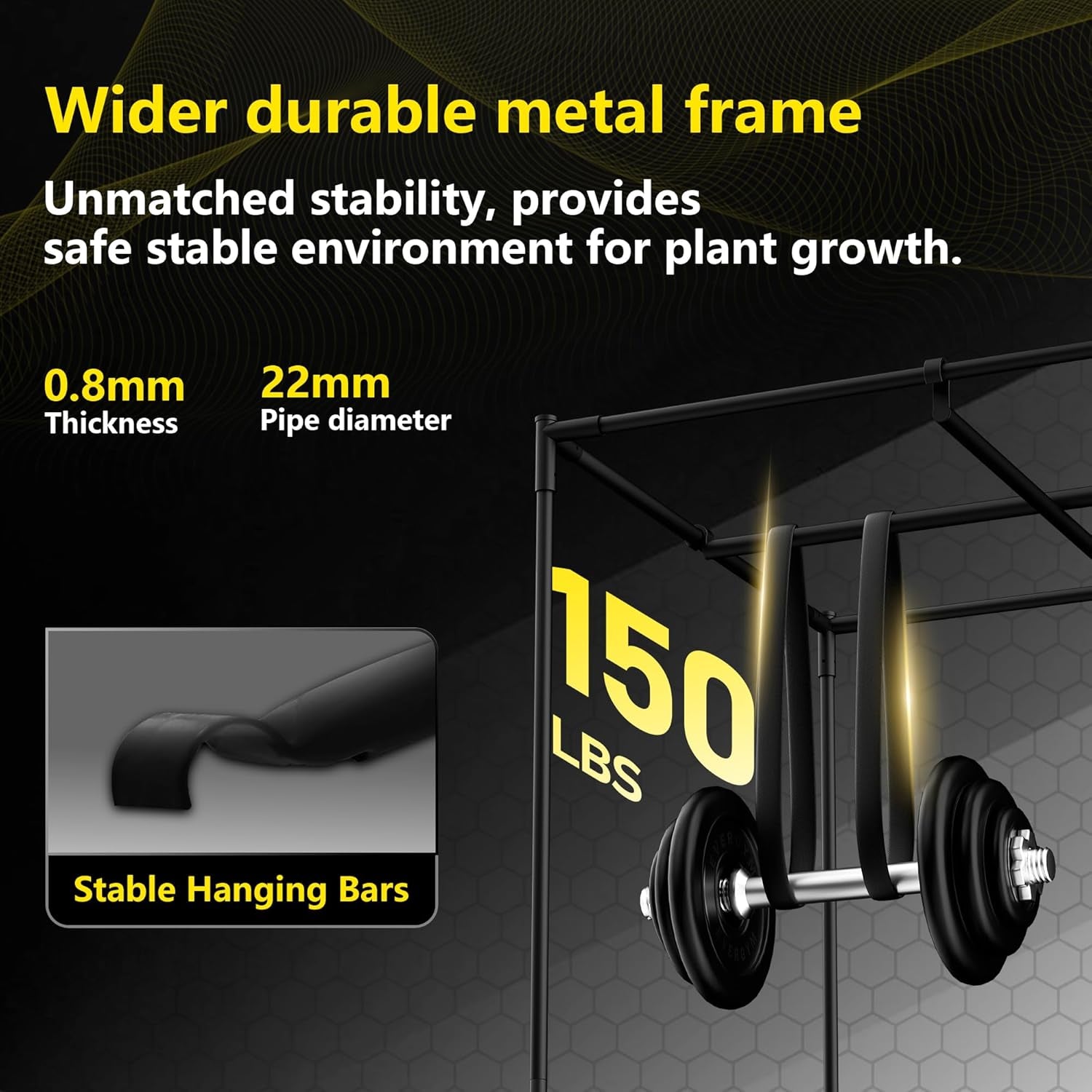 Tente de culture 60 x 60 x 180 cm, matériau Oxford 600D avec film réfléchissant en polyester, tubes en acier de 22 mm, aérations et fenêtres de visualisation, tentes de culture pour culture hydroponique, serres et jardins intérieurs