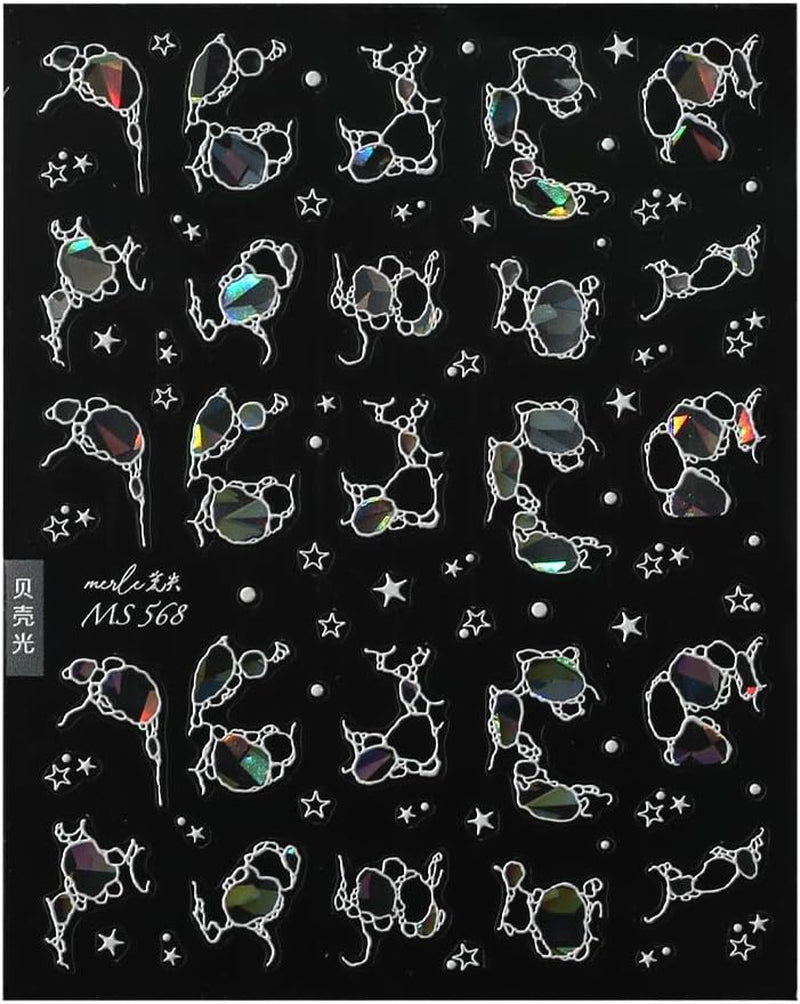 Autocolante strălucitoare pentru unghii, autoadezive, cu valuri de apă de vară, cu stele, pentru unghii, fantezie, cu valuri de apă de mare, design pentru unghii, autocolante pentru unghii, valuri de apă marină, accesorii pentru unghii, artă pentru unghii