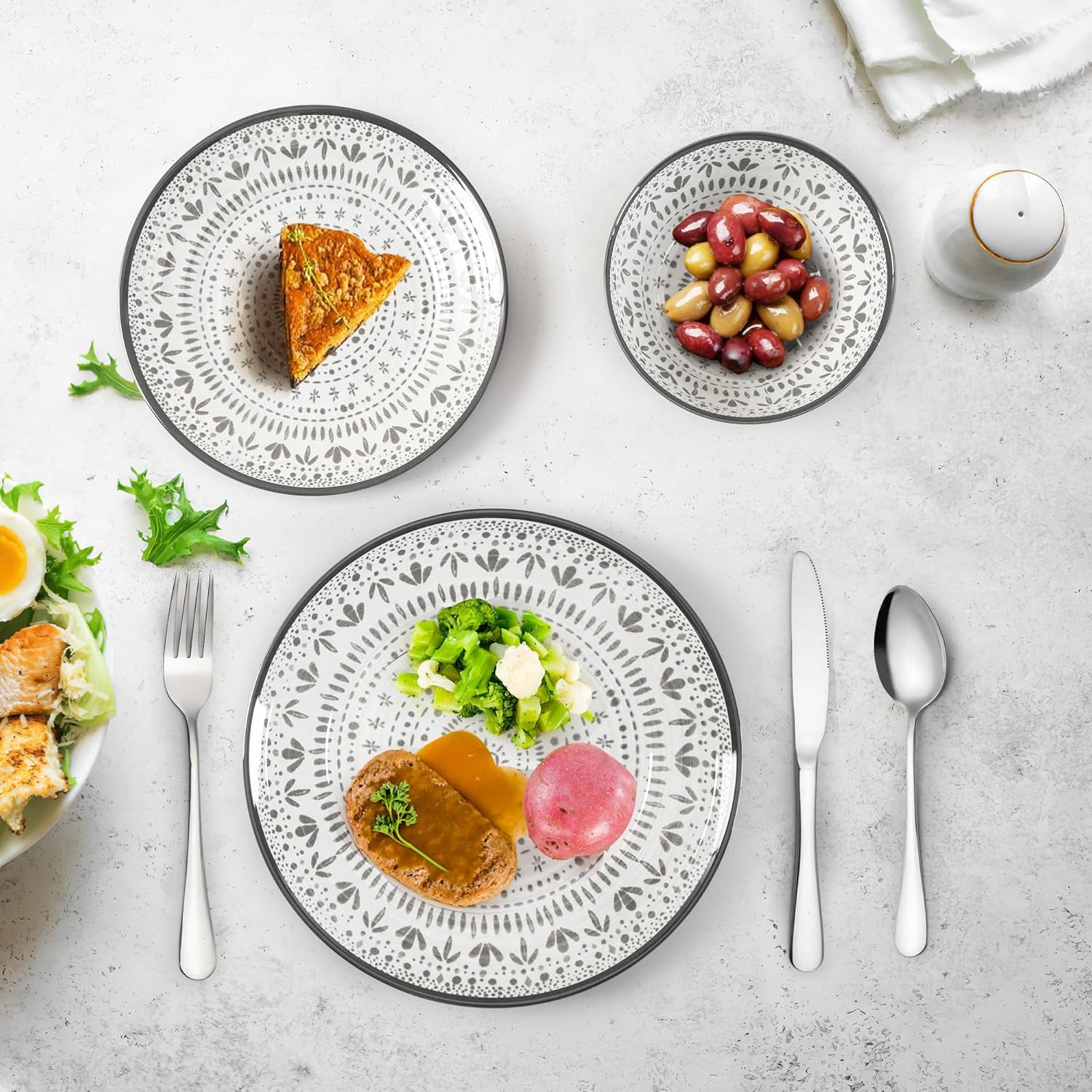 Ensemble de couverts en mélamine 24 pièces, ensemble d'assiettes et de vaisselle de Camping pour 4 personnes, pour les voyages et l'extérieur