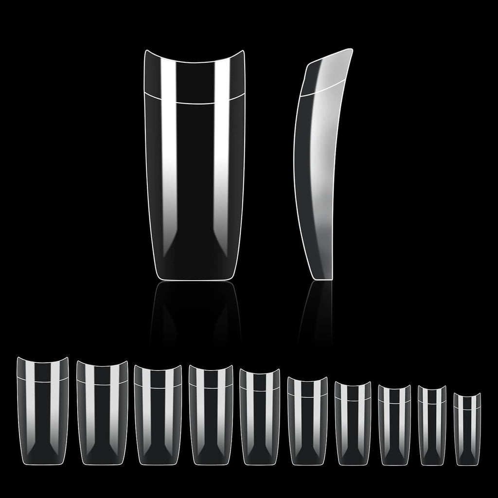 Tipuri de unghii, 500 bucăți de vârfuri de unghii false acrilice artificiale cu cutie de depozitare pentru saloane de unghii și nail art DIY acasă, 10 dimensiuni