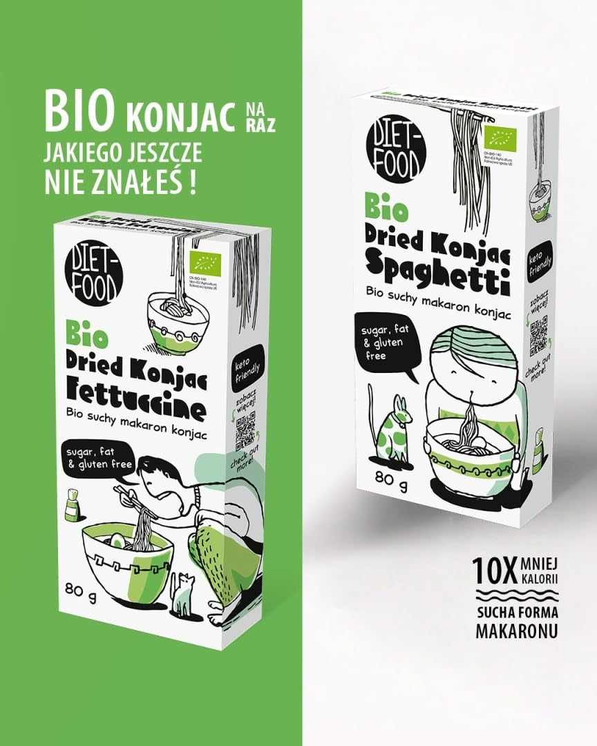 Fettuccine Konjac Shirataki Bio 80g - Faible en calories et en glucides, sans gluten, faible en glucides, adapté aux régimes céto, avec farine de tapioca