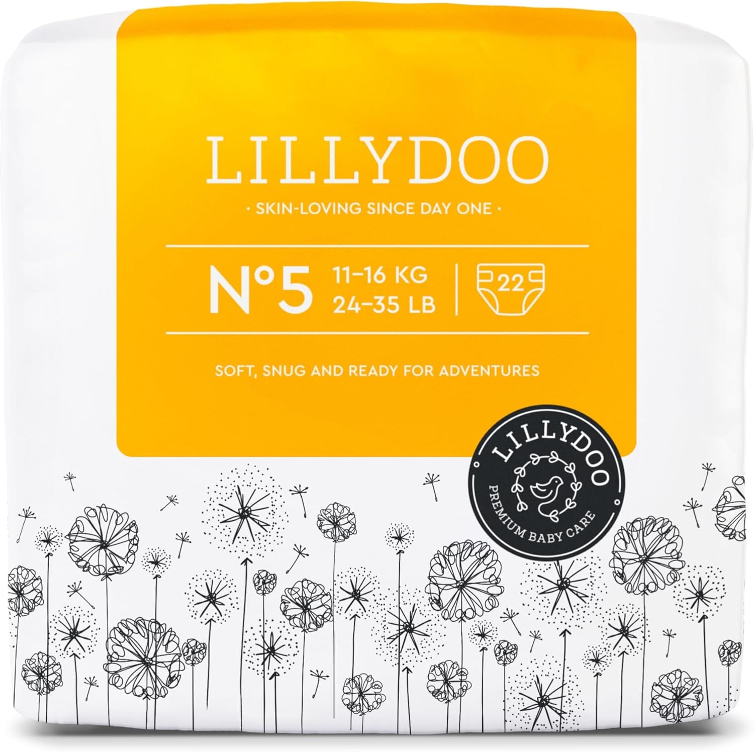 LILLYDOO Couches pour bébé respectueuses de la peau - Taille 3 (6-10 kg), 29 pièces, protection fiable contre les fuites, douces, sans parfum et sans lotion pour peaux sensibles, testées dermatologiquement