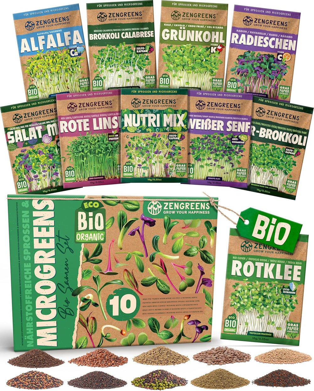 Graines de basilic biologiques dans un ensemble de 6 - 6 graines de basilic pour une culture facile dans le jardin, le balcon ou le parterre surélevé - Graines de plantes - Semis