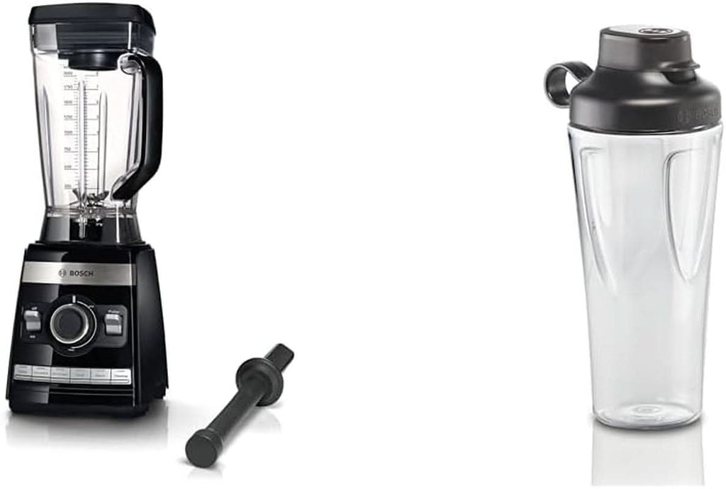 Bosch Standmixer Vitaboost MMBH6P6BDE, 6-Klingen-Edelstahlmesser, 2,5L Tritan-Mixbehälter, Stopfer, 6 Automatikprogramme, Rezeptbuch, Bpa-Frei, Einfache Reinigung, 45,000 U/Min, 1600 W, Schwarz Bucatarie Naty Shop Bundle Mit Flasche 6 Automatikprogramme Deutsches Rezeptbuch