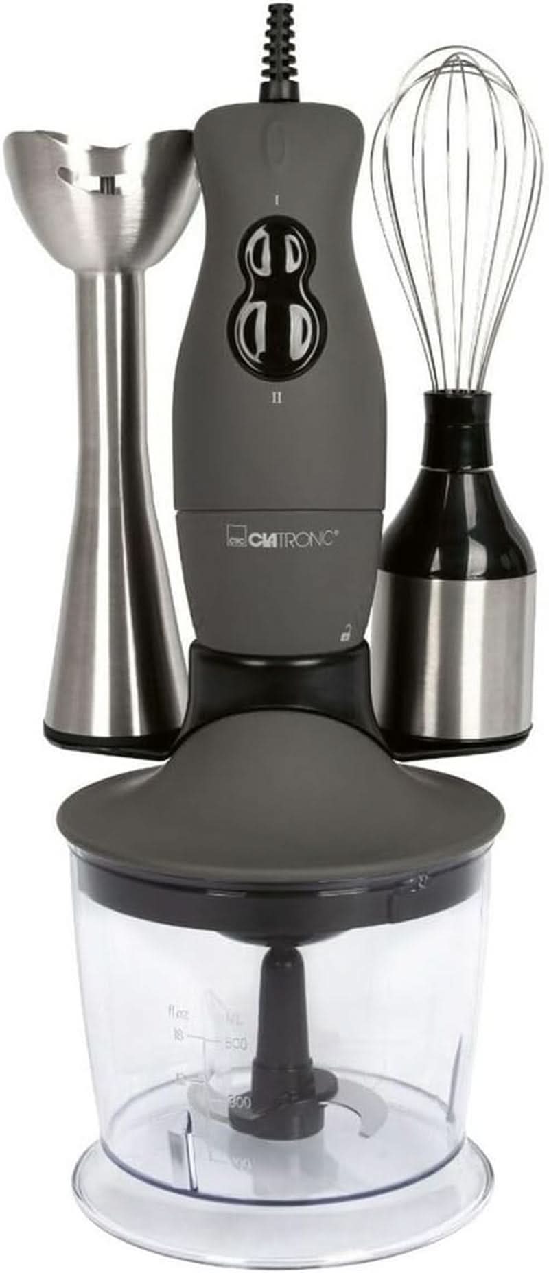 Ensemble de batteur sur socle Clatronic® | Mélangeur, Pürierstab, Zerkleinerer Aus Edelstahl | 400 watts | 2 Geschwindigkeitsstufen | Allesschneider | Mélangeurs | Schneebesen | Multi-pièces | SMS 3777 Cuisine Naty Shop 400 Watt