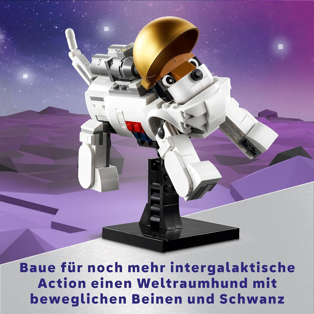 LEGO Creator Jouet astronaute spatial 3 en 1, kit de modèle de chien et de vaisseau spatial pour enfants, décorations de maternelle, cadeau créatif pour garçons et filles de 9 ans 31152 Ensembles de construction Besuche den LEGO-Store