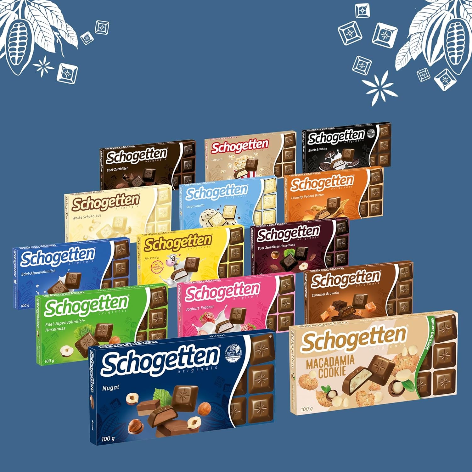 Tablette de chocolat Schogetten Nougat 100g, portion individuelle. Un délice. Pièce par pièce.