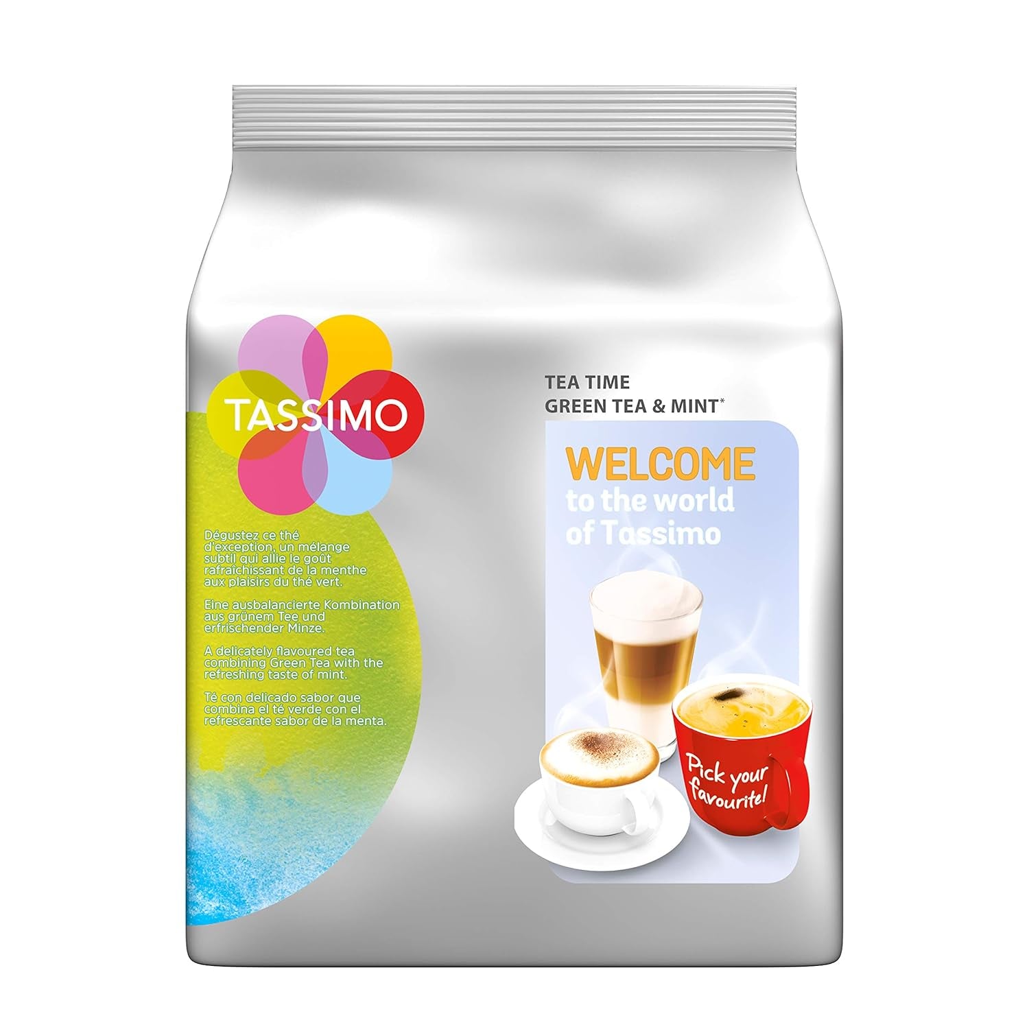 Tassimo Kapseln Tea Time Grüner Tee mit Minze, 5 x 16 Pads, 80 Teekapsels