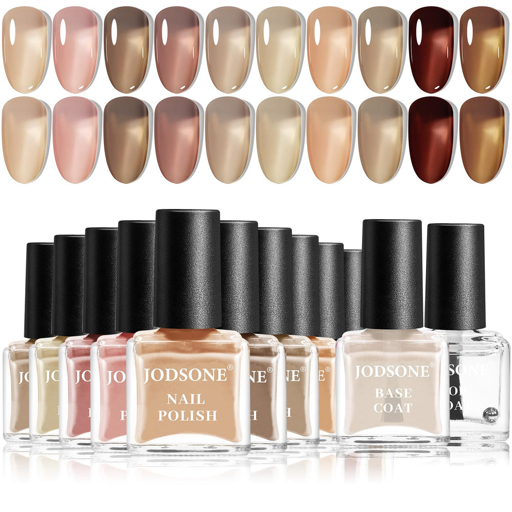 JODSONE Lot de 12 vernis à ongles 10 couleurs combinaison 2 couches de base et top coat Vernis à ongles à séchage rapide pour amateurs et débutants