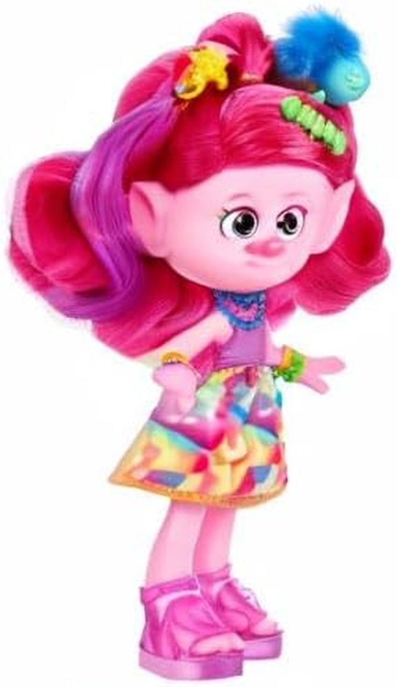 Mattel DREAMWORKS TROLLS Together Strong - păpușă de modă Hair-Tastic Queen Poppy - 15+ accesorii, pieptene cu sclipici, gel cu sclipici lavabil, pentru copii cu vârsta peste 3 ani, HNF25 Papusi Naty Shop