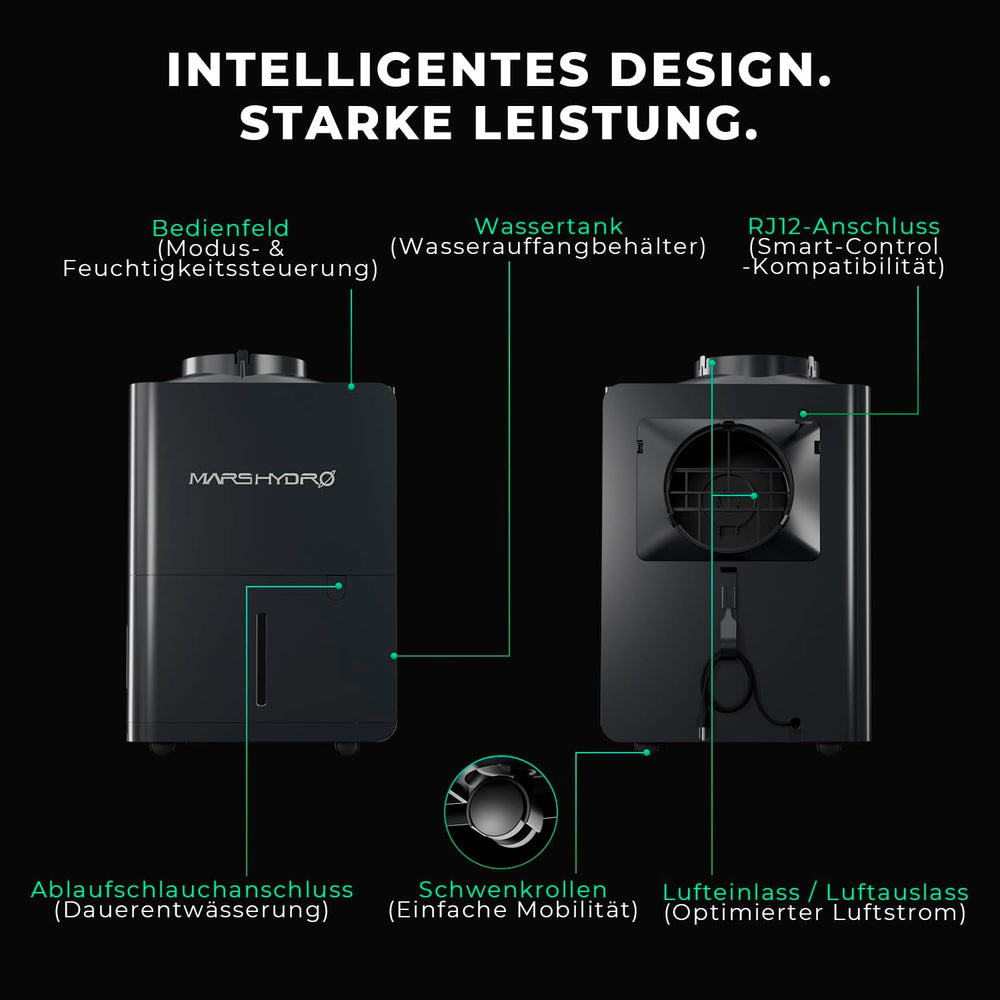 Déshumidificateur MARS HYDRO, 12 L/jour, dégivrage automatique, fonction minuterie, déshumidificateur d'ambiance pour tentes de culture, sous-sols et plantes, réservoir d'eau 1,2 L