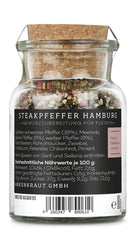 Ankerkraut Steakpfeffer Hamburg, Pfefferkörner Hausmischung, grober Steakhouse-Pfeffer, frische Note, Universal Allrounder, Lecker Kochen mit Qualität, 80 g dans Korkenglas