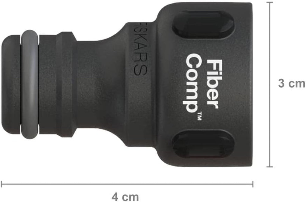 Conector de robinet Fiskars, pentru robinete, Ø 21 mm (G 1/2"), FiberComp, dimensiune universală, 10 g, negru/portocaliu, 1027053