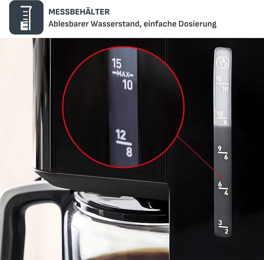 Tefal Smart'n Light Machine à Expresso avec Minuterie, Machine à Expresso avec Filtre Programmable 1,25 L, Fonction Aroma pour un Arôme Intense, Fonction Maintien au Chaud, Anti-Goutte et Facile à Nettoyer, Noir